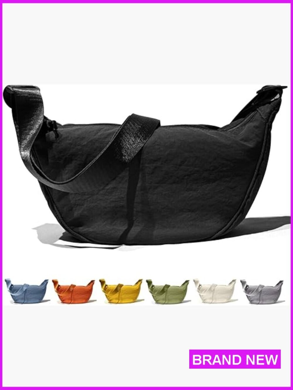 Spacious Crescent Sling Bag Lightweight Taslon Crossbody Shoulder Chest Bag